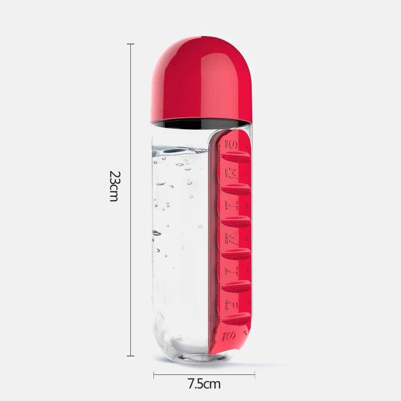 Frasco de Água 600 ml  e Organizador de Medicamentos